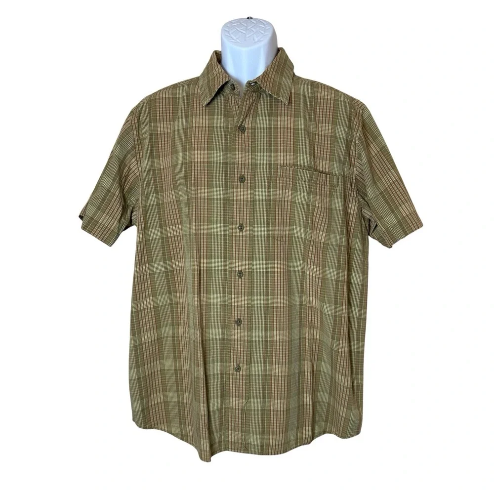 The North Face Ambush Short-Sleeve Shirt Large Olive Green Plaid Outdoor Casual
